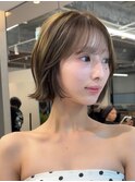 大人ボブ銀座レイヤーカット有楽町ミディアムボブベージュ