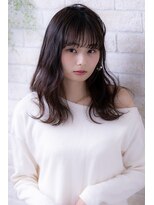 ヘアーアートシフォン 池袋西口店(Hair art chiffon)&nbsp;濡れ髪外ハネアンニュイイヤリングカラーラベージュロングボブ