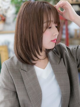カバーヘア イヴ 戸頭店(COVER HAIR EVE) ★ショコラピンク小顔ワンカールミディアムボブ20代30代40代★8