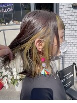 イキプラスディードットログ 大和八木駅前店(ikii+D.Log) 韓国風インナーカラー/イヤリングカラー×イエロー ベージュ