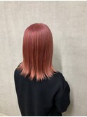 コーラルピンクワインレッドチェリーレッドお団子ヘア