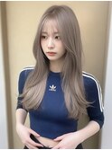ロング　ケアブリーチ　ミルクティーベージュ　顔周り　10代20代