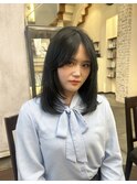 顔まわりレイヤー　レイヤーカット　暗髪　髪質改善　福岡美容室