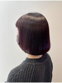 前上がり ラウンドボブ 可愛い マッシュ アッシュピンク  カール