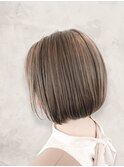 20代髪質改善☆ココアブラウンハイライト前下がりショートボブ
