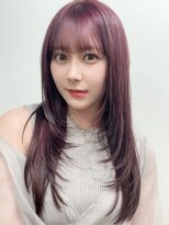ピープスアンドスー 表参道 渋谷(Peeps&Suu.) 韓国風ざくざくレイヤー/ダブルカラー/カシスピンク