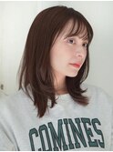 似合わせカット　イメチェン　フルバング　ミディアムレイヤー