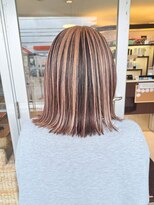 マリーインターナショナル 浦添店(MARIE INTERNATIONAL)&nbsp;アンブレラカラーポイントブリーチピンクベージュグレージュボブ