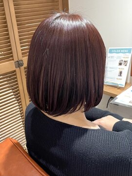 リジェール 鶴舞店 まとまりボブ×ピンクブラウン