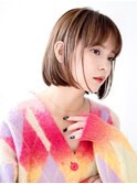 切りっぱなし/チェリーブラウン/ダブルカラー/ケアブリーチ