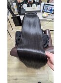 憧れの王道ストレートロング★黒髪ナチュラル髪質改善耳掛け小顔