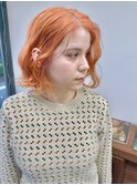 ◎大人可愛い小顔ボブ×オレンジベージュ暖色カラー