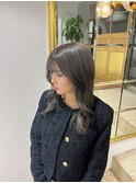 黒髪クラゲヘアー/オリーブグレー/小顔ココアベージュ