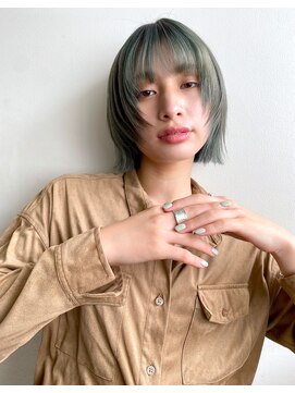 ガレージ バイ グリーン 原宿 表参道(Garage by green) 【loki】ボブ×カーキ