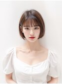 くびれ艶レイヤーエモージュ前髪ピンクベージュマチルダボブ y