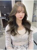 韓国ヘア×レイヤーカット×オリーブベージュ