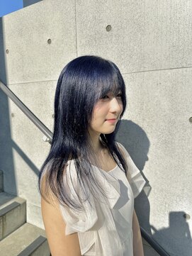 ラフィット 香椎(lafit) ネイビーブルーベージュダブルカラーインナーカラーケアブリーチ