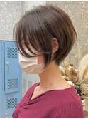 ショートカットくびれショート前下がりボブベージュカラー40代★