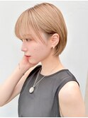 ブロンドベージュ フェイスレイヤーボブ似合わせ小顔t722