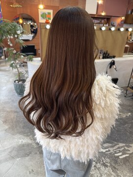 チャプター 問屋町(chapter) ケアカラーヘーゼルベージュ顔まわりレイヤーカット韓国ヘア