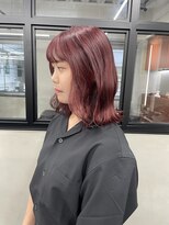 ニコ トウキョウ 渋谷(nico TOKYO)&nbsp;ダブルカラーチェリーレッドピンクブラウン韓国レイヤーロング