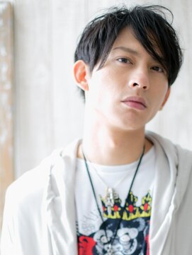 モッズヘアメン 名護大東店(mod's hair men) 20代30代斜めバングビジネスブラックフェザーショートｌ名護大東