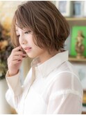 ★ミルクグレージュ小顔レイヤーショートボブウルフ20代30代★2