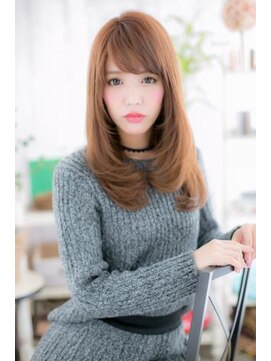 ミック ヘアアンドメイク アップ 駒込店(miq Hair&Make up) 目力UP斜めバングオレンジカラー小顔ストレートc1