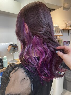 ロア 福岡天神本店(LORE) 派手髪×インナーカラー×ピンク＆パープルカラー/haya