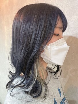 シアン(CYAN) #ブルーブラック#インナーカラー#グレージュ#透け感#髪質改善