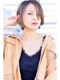 クリーム(Cream) グレーベージュ×ポイントカラー×ショートボブ