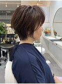 大人かわいい束感のあるショートボブ耳かけ