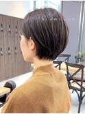 【30代/40代/50代】ショートボブ/耳掛けショート/グレージュ