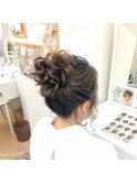 おだんご風アップ/ヘアセット/ヘアメイク/編み込み