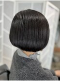 30代40代50代大人可愛い黒髪ぱっつんボブ白髪ぼかし◎代官山