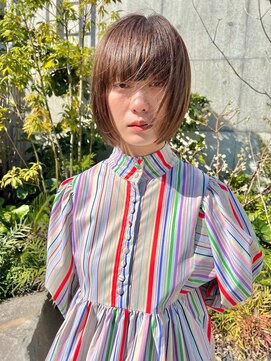 ラミエバイメルト 下北沢(lamie by melt) 村上/切りっぱなしボブ ブラウンカラー 透明感カラー 下北沢