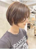 大人ショートボブ丸みショートカットマッシュショート前髪あり