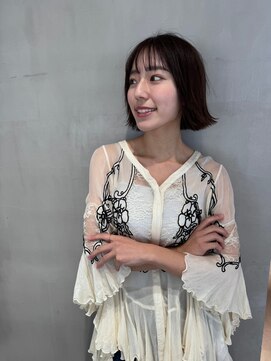 ガリカ 蔵前(Gallica) 【竹之内蔵人】黒髪外ハネミニボブ/大人ボブ/シースルーバング