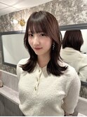 前髪あり髪質改善姫カットセミディカールシアーカラー縮毛矯正