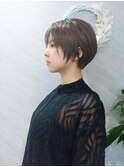 前上がりショートボブ×透明感カラー
