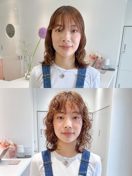 タス(tas) tas似合わせカット before&after 【ミディアムウルフパーマ】