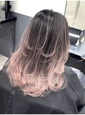 ホワイトブロンド ミディアム レイヤーカット美髪ワイドバング