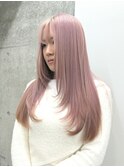 透明感顔周りレイヤーミルクティーベージュグレージュ暗めカラー