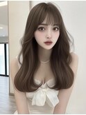 韓国ヘア 韓国レイヤー 顔周りレイヤー  ココアブラウン