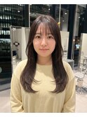 シースルーバングの韓国レイヤーロング