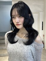 ゼスト パーク(ZEST PARK)&nbsp;ブルーブラックコテ巻きレイヤー顔まわりカット　kanon