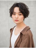 黒髪 ひし形シルエット 小顔 ボルドー【エアリーショート/ボブ】