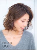毛先パーマ×ひし形ミディアムボブイメチェン外ハネボブ美髪