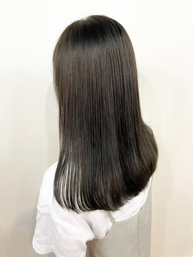 オル(Olu) 【MASAYA】カーキグレージュ×艶ロング