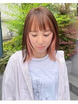 イリス バイ アルティナ 武蔵小杉店(Iris by artina)&nbsp;ぱっつん前髪_バングカラー_イヤリングカラー_ペールオレンジ1